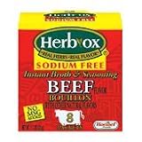 Herb-Ox Bouillon Packets Beef Instant Broth & Seasoning Sodium Free 1.1 oz Box (Gluten Free)