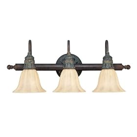 Savoy House 8-1024-3-40 Athena 3 Light Bath Vanity Light in Walnut Patina with Cream Ribbed Scavo glass