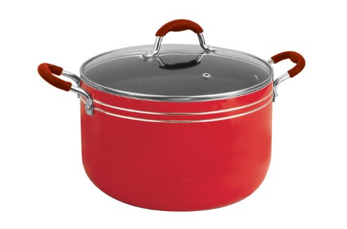 Vinaroz Verona Series 8-Quart Daikin Non Stick Aluminum Dutch Oven with Tempered Glass Lid, Red