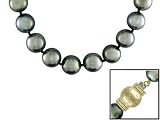 14KT 10-12MM NATURAL CULTURED TAHITIAN PEARL AND DIAMOND ACCENT NECKLACE