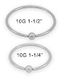 10G LARGE STEEL CAPTIVE BEAD RING C1011/2 -10G 1-1/2" 6MM BALL