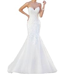Sweetheart Mermaid Backless Lace Open-Back Applique Wedding Dress  with a Court Train 