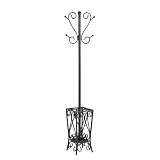 SEI Black Scrolled Metal Coat Rack and Umbrella Stand