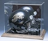 Full Size Football Helmet Display Case with Mirrored Back and Engraved NFL Team Logo (Wood Base)