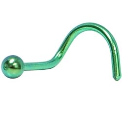 Green Ball Anodized Titanium Nose Ring