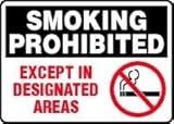 SMOKING PROHIBITED EXCEPT IN DESIGNATED AREAS (W/GRAPHIC) 10 x 14 Aluminum Sign