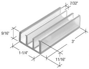 CRL 1-1/4 Wide Clear Sliding Shower Door Bottom Guide - Package