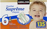 Kirkland Signature Supreme Baby Diapers (Size 6, Quantity 135)