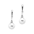 14K White Gold Freshwater Cultured Pearl and Diamond Earrings