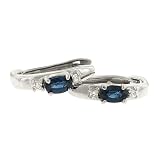 Oval Sapphire ( .73ct ) & Diamond ( .07ct ) Small Hoop Er. - B00011TV9Y