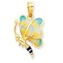 14k Enameled Yellow & Aqua Butterfly Pendant