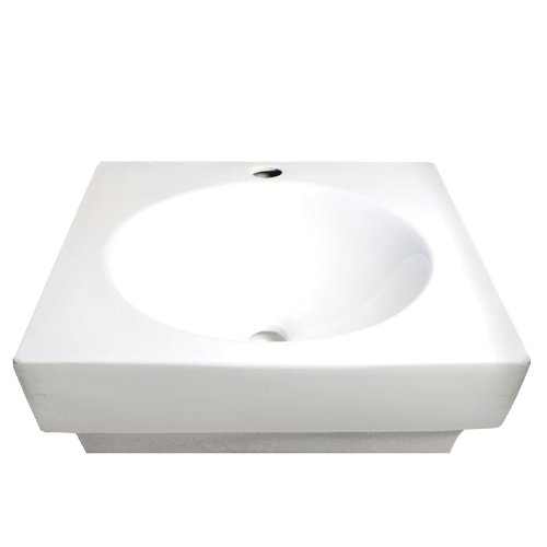 Decolav 1425-CWH Square Vitreous China Semi-Recessed Vessel with Round Basin, White