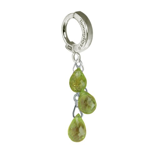 BODY JEWELRY THAT WILL CHANGE YOUR LIFE. TUMMYTOYS BELLY NAVEL RING 14K WHITE GOLD & 3 PERIDOTS. Each TummyToys belly button navel ring is easy to use and beautiful to wear. This dangle navel jewelry is patented to work better than any belly bars with no little balls to lose and they are sexy to wear.