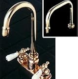 4 Low Gooseneck Faucet - Porcelain Levers - Chrome