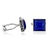Elegant Blue Silver Cateye Square Cufflinks Framed in Silver with Gift Box