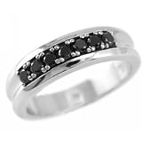 Mens Massive Black Diamond Wedding Ring 14k White Gold