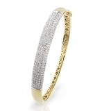 14K Yellow Gold 1.00ct Diamond Pave Bangle 7