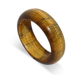 Genuine 5 MM Tiger Eye Band Gemstone Ring by 