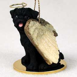 Pug Black Tiny One Dog Angel Ornament
