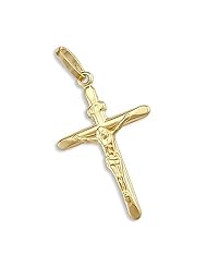 Small 14k Yellow Gold Cross Crucifix Pendant Charm New