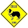 COLLIE CROSSING sign * street dog pet caution