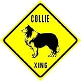 COLLIE CROSSING sign * street dog pet caution