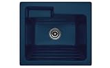 CorStone 120 Navy Blue Westerly Self Rimming 25x22 Laundry Sink with Washboard and No Faucet Hole fr