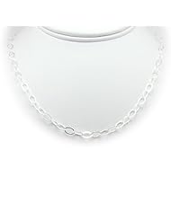 5x8mm Flat Oval Sterling Silver Nickel Free Chain Necklace