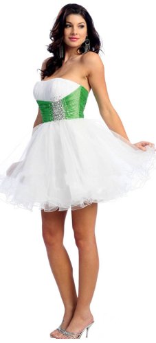 White Strapless Short Prom Dress