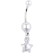 White Faux Pearl Star Belly Ring