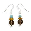 Smoky Quartz, Turquoise and Amber Earrings