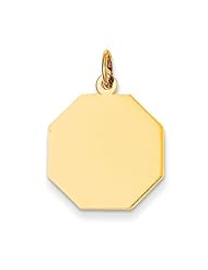 14k Yellow Gold Plain .009 Gauge Engravable Octagonal Disc Charm Metal Wt- 0.5g