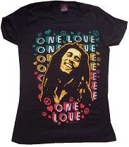 BOB MARLEY - One Love Peace - Black Women's / Girls T-shirt (Girlie / Babydoll)