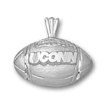 Connecticut Huskies 1/2in Sterling Silver Football Pendant
