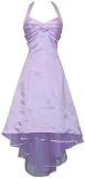 312Vn7qh5UL. SL160  Satin Halter Dress Tulle Mini Train Prom Bridesmaid Holiday Formal Gown Junior Plus Size, Medium, Lilac