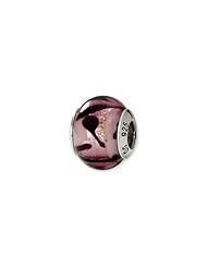 Purple and Black, Murano Glass Charm for 3mm Charm Bracelets