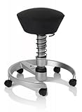 SWOPPER CLASSIC 3D-Aktiv-Bürostuhl Hocker Sitzpolster Tempur, Farbe onyx-schwarz, Fussring mit Speedrollen, Feder SMALL 40 - 80 kg, Basis Titan, Federfarbe schwarz (SWOP10TTEMRSSML)