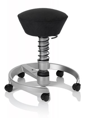 SWOPPER CLASSIC 3D-Aktiv-Bürostuhl Hocker Sitzpolster Tempur, Farbe onyx-schwarz, Fussring mit Speedrollen, Feder SMALL 40 - 80 kg, Basis Titan, Federfarbe schwarz (SWOP10TTEMRSSML)