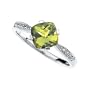.04 Cttw/07.00X07.00 14K White Gold Genuine Peridot And Diamond Ring