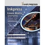 Inkpress LM111750 Linen Matte 11X17 50 200 GSM Textured Watercolor Paper 10 Mil Bright White 1 Side
