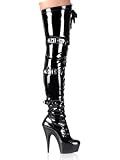 Black Lace Up Triple Buckle Thigh High Boot - 8