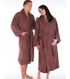 Produkt-Bild: Frottee-Bademantel/ Saunamantel "Montana" mit Kapuze f&uuml;r Damen & Herren Farbe braun, Gr&ouml;sse S
