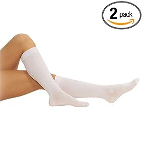 Truform Anti-Embolism Below Knee Closed-Toe Stockings, Black, Large (Pack of 2)