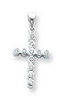 14k White Gold Diamond Cross Pendant