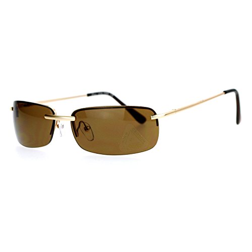 SA106 Mens Narrow Rectangular Rimless Light Snug Sunglasses