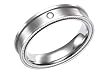 Momento[1d] Milgrained Dual Finish Comfort Fit Titanium Ring with Centered Diamond