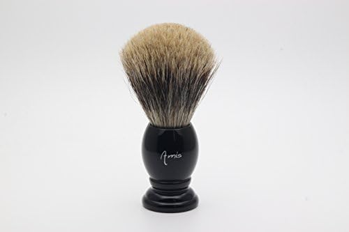 Amis® Hand Crafted 100% Pure Badger Shaving Brush with Hard Black Handle,Men's Luxury Professional Hair Salon Tool