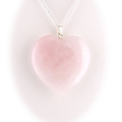 Rose Quartz Heart Pendant Sterling Silver Curb Chain Necklace 18 Inch