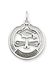 14k Gold White Gold Graduation Charm