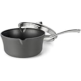 Calphalon Contemporary Hard-Anodized Aluminum Nonstick Cookware, Pour and Strain Sauce Pan, 3 1/2-quart, Black